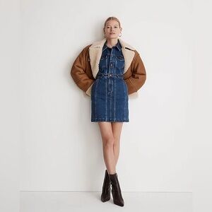 Madewell Denim Seamed Long-Sleeve Mini Dress - Size 10